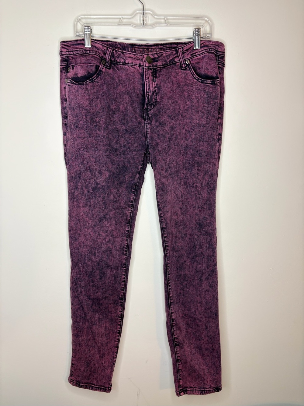 Liverpool Abby Skinny Acid Wash Plum and Black Skinny Jeans Size 14/32